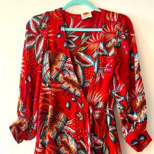 Farm Rio Winter Leaf Maxi Wrap Dress size S 🍒